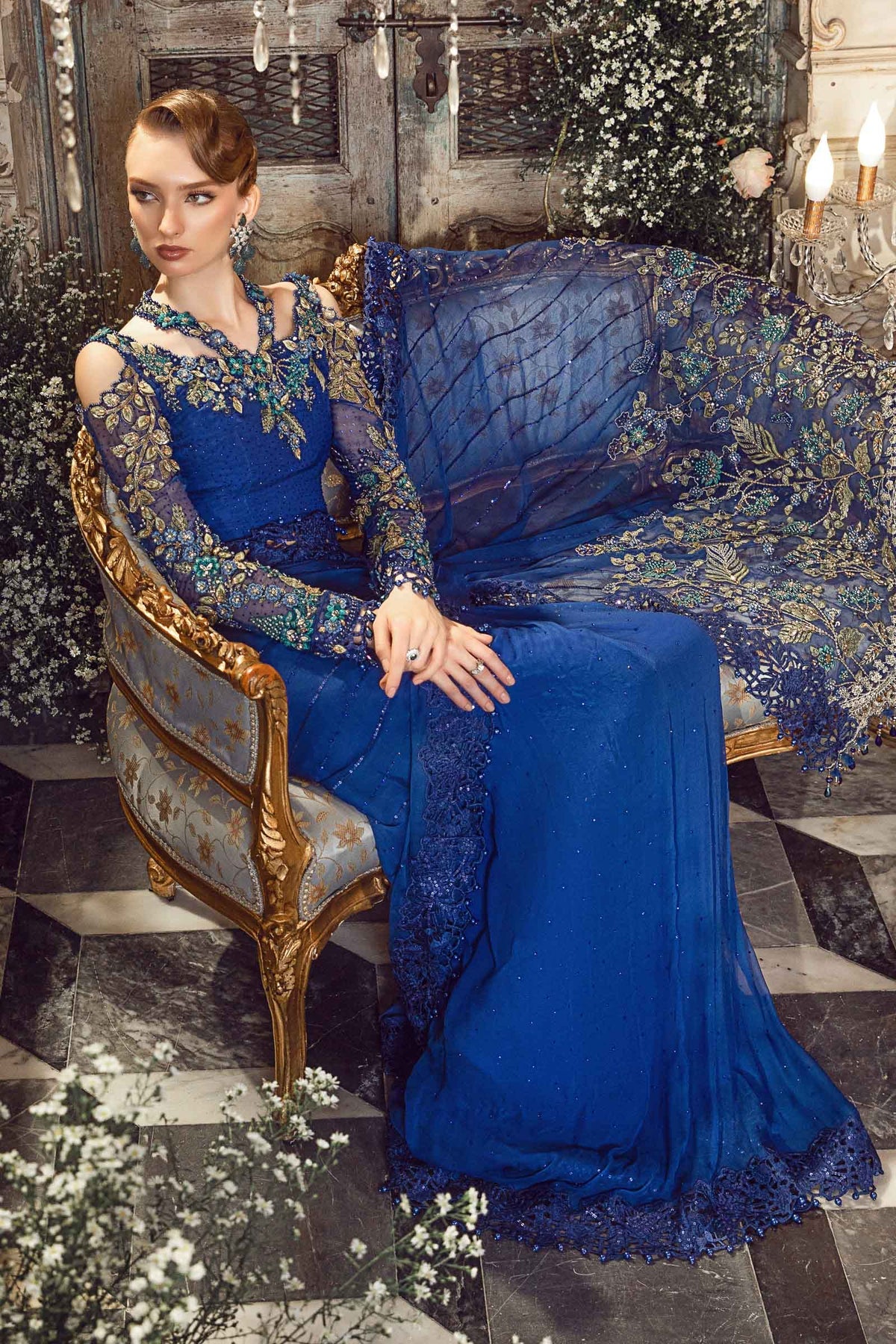 Cobalt Blue BD-2704 | Unstitched MBROIDERED SAREE