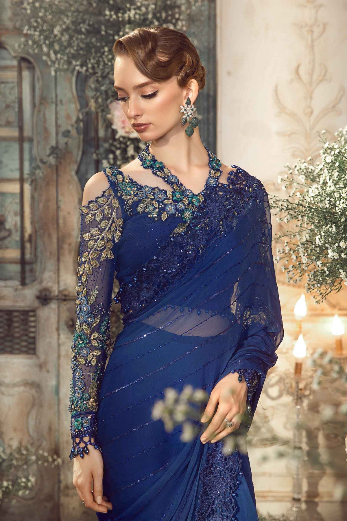 Cobalt Blue BD-2704 | Unstitched MBROIDERED SAREE