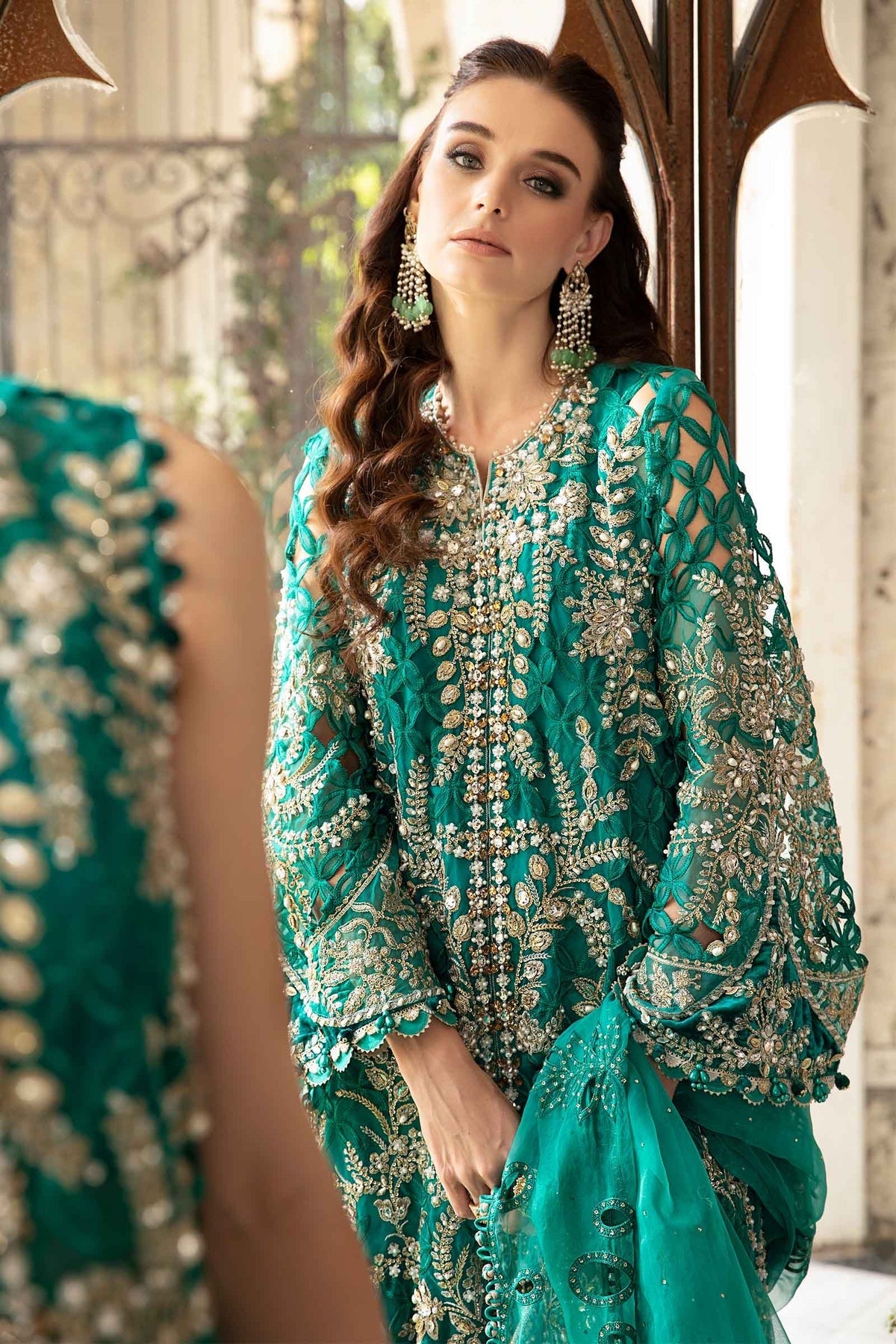 3 PIECE UNSTITCHED EMBROIDERED SUIT | BD-2806 available in Sea Green color