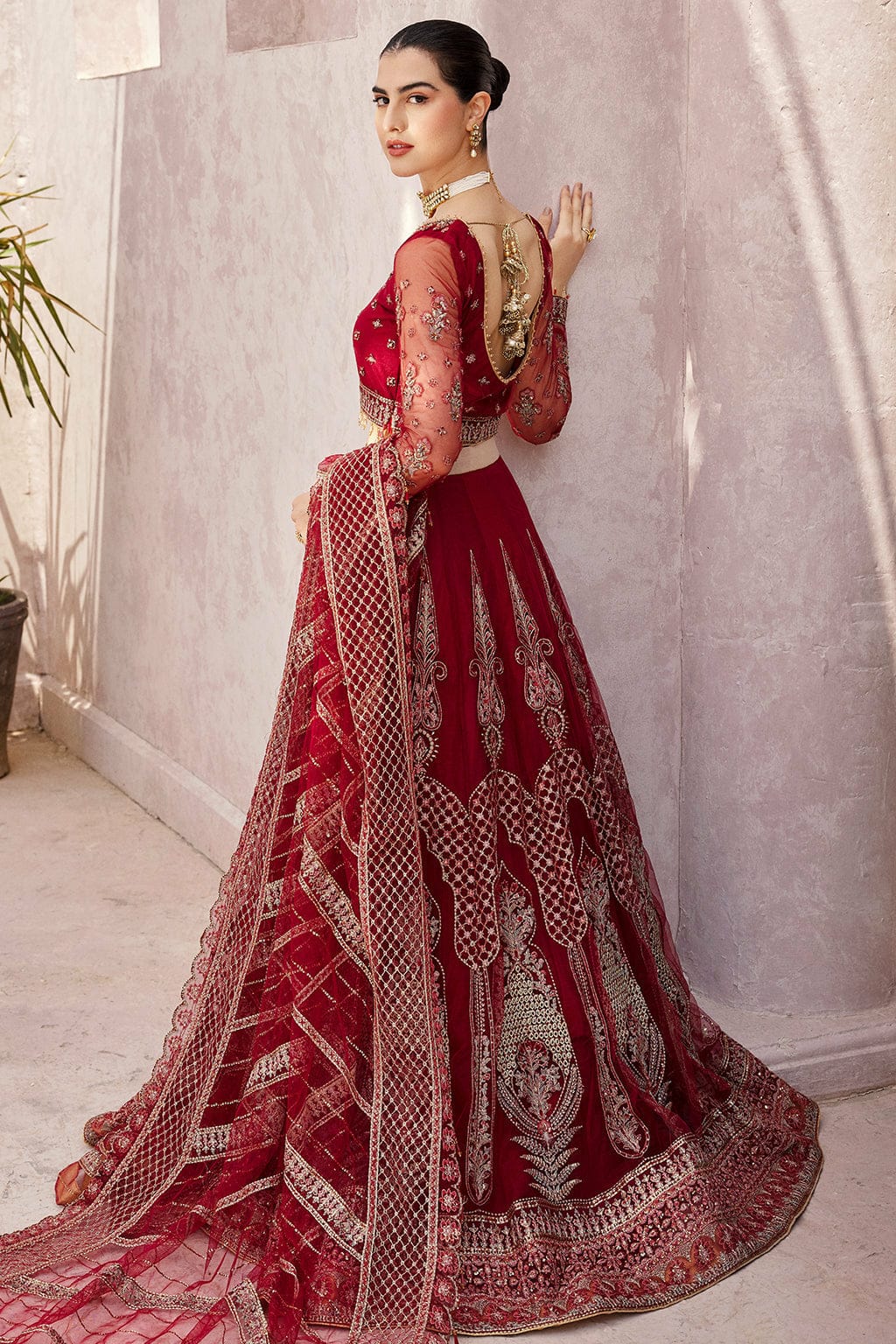 Embroidered Net 3 Piece Suit MH-203