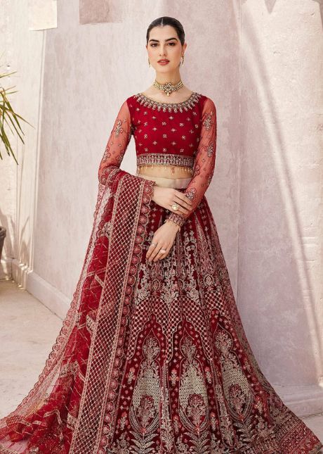 Embroidered Net 3 Piece Suit MH-203