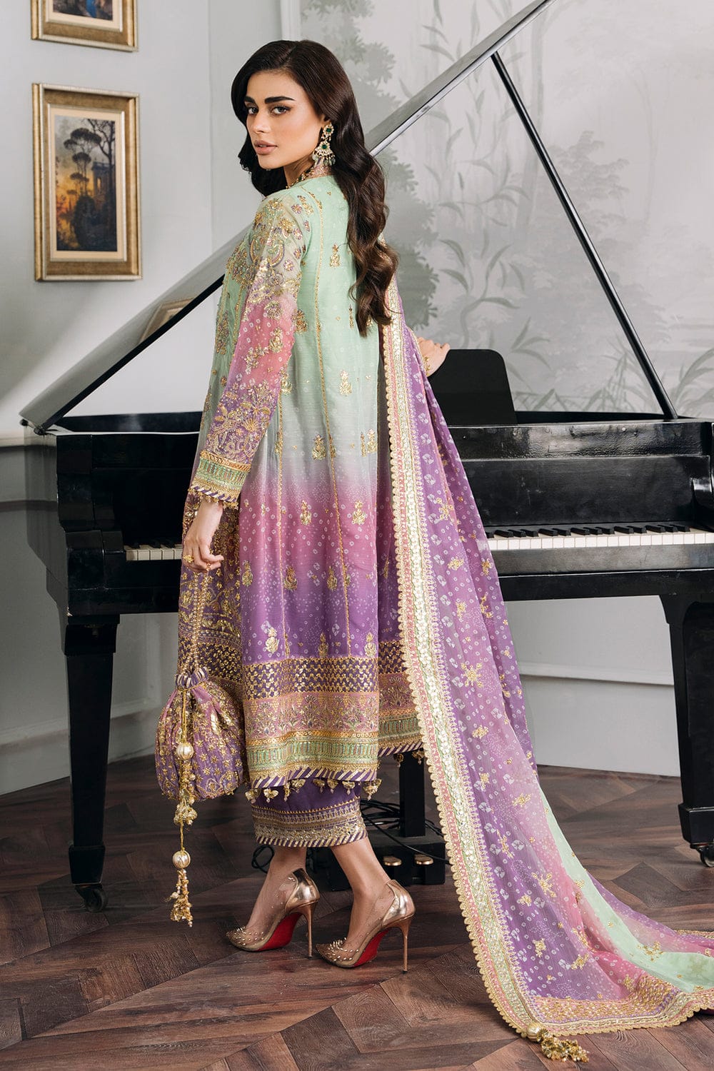 Embroidered Luxury Chiffon 3Pc Suit EC-08