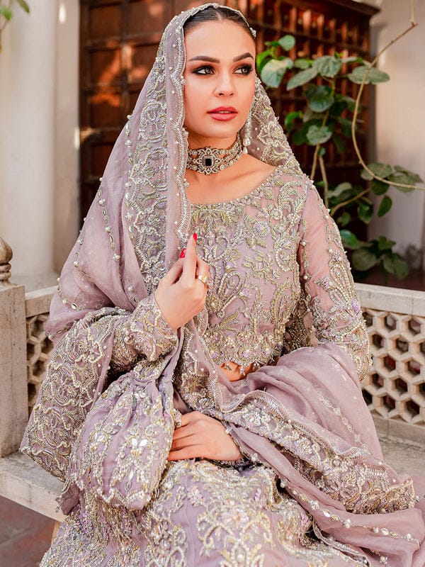 Kanwal malik lilac color handmade bridal maxi wore by mahenur